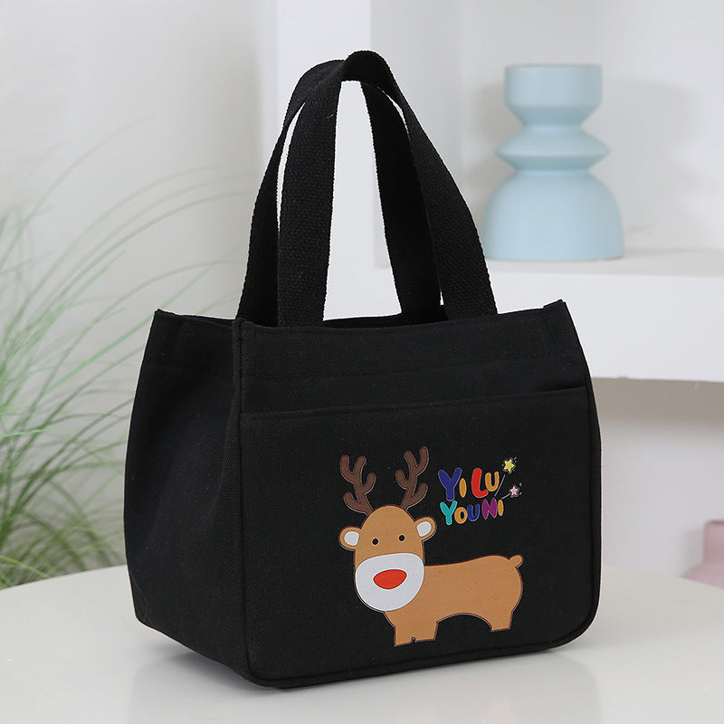 2025 New Cartoon Printed Handbag Large Capacity Simple Fashion Tote Bag Multi functional Makeup Bag