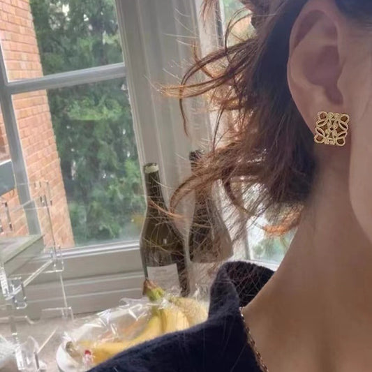 Earrings for Women Rhombus Carved Flowers Earrings