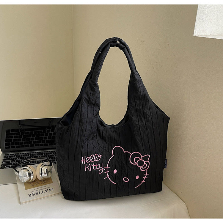 Large Capacity Women's 2025 New Cute Cartoon KT Cat Shoulder Bag Casual Versatile Student School Bag Tote