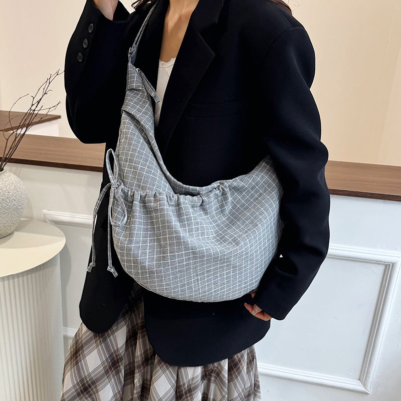 Autumn and winter new plaid women's shoulder bag versatile commuting armpit bag cross-border women's diagonal cross bag women's bag