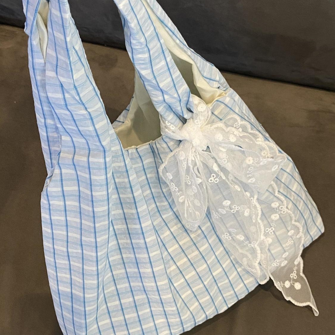 2025 New Summer New College Style Bubble Grid Canvas Bag Clear New Single Shoulder Large Capacity Versatile Tote Bag Trendy