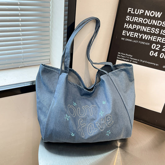 Commuting Western style Shoulder Bag for Women, Summer New Style, Large Capacity Student Tote, Niche Shoulder Bag for Women, Class Handbag