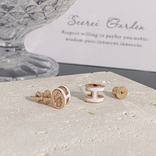 Earrings for Women Elegant H-shaped Stud Earrings Muti-Coloful