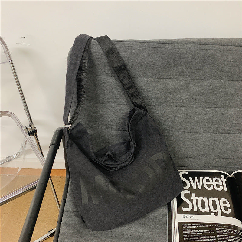 Canvas bag, women's large capacity crossbody bag, men's Japanese casual shoulder bag, student class handbag, versatile workwear bag