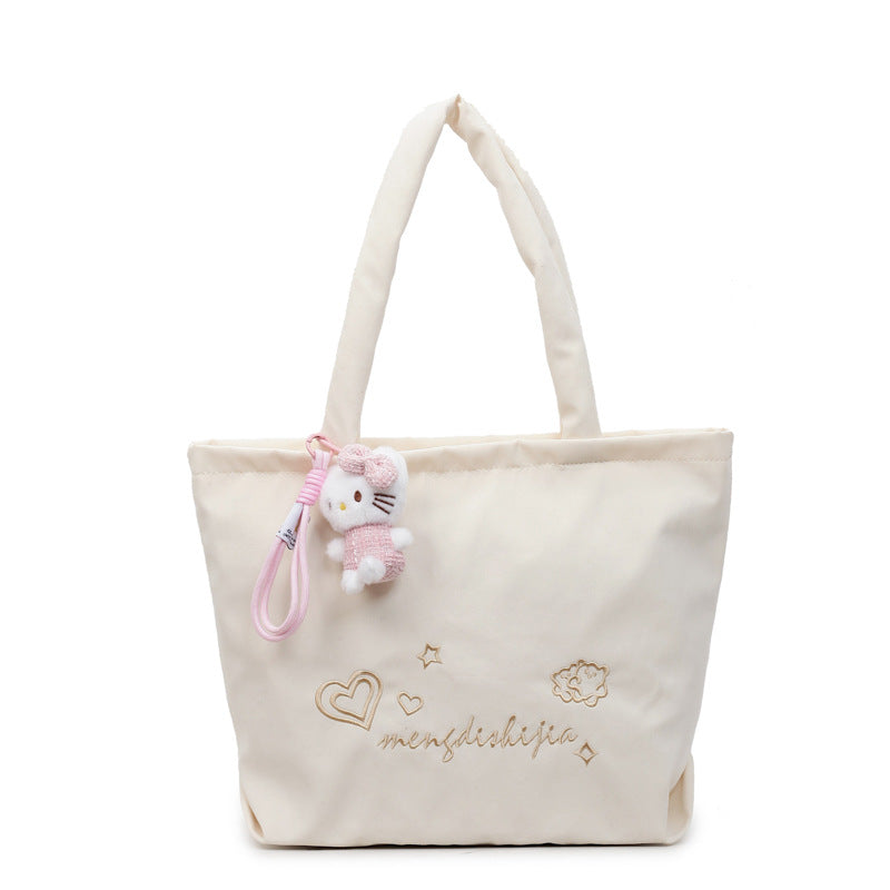 Large capacity bag for women's autumn and winter versatile 2025 new simple canvas shoulder shopping bag, student class tote bag