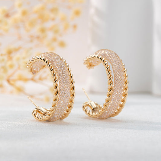 Earrings for Women Gold Half-Moon Crystal Earrings