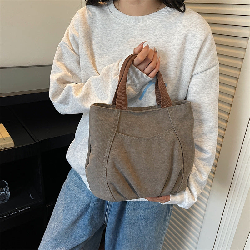 2025 vintage canvas handbag autumn small bag simple casual canvas bag women's canvas bag handbag fashion