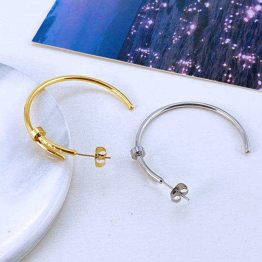 Gold Earrings for Women Diamond Silver Nail Stud Earrings