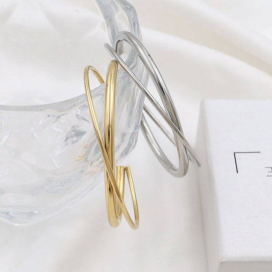 Gold Bracelet for Women Plain Opening Bracelets Silver Women's Jewelry