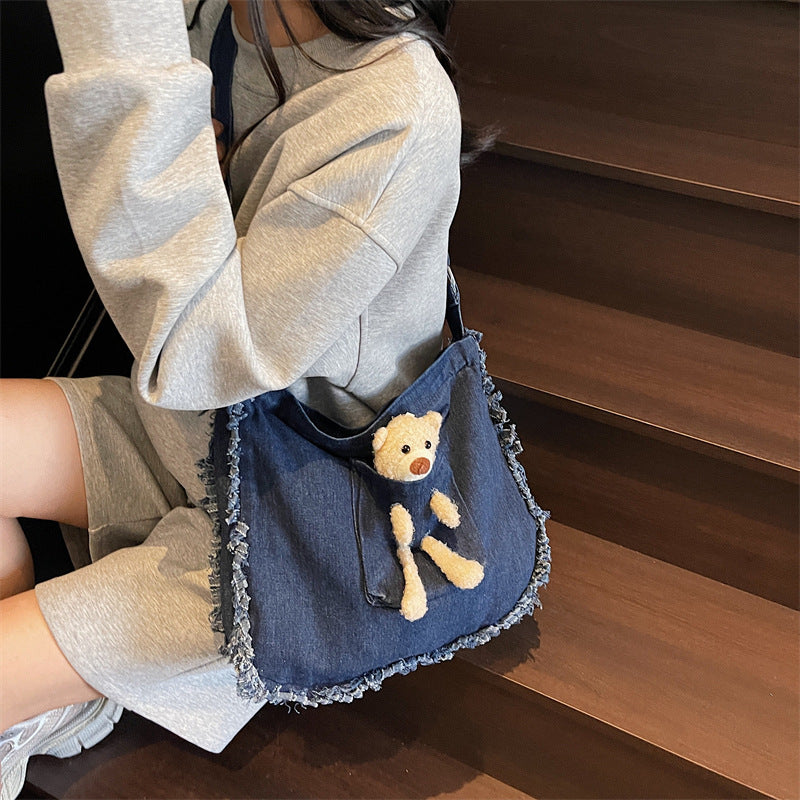 Large capacity shoulder bag, casual cartoon tote bag, 2025 new commuter crossbody bag, women's bag