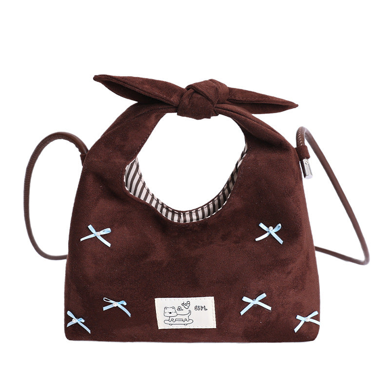 2025 New Retro Commuting Dumpling Bun for Women, Small and Versatile, Portable One Shoulder Crossbody Bag, Sweet Bow Tote Bag