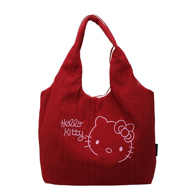 Large Capacity Women's 2025 New Cute Cartoon KT Cat Shoulder Bag Casual Versatile Student School Bag Tote