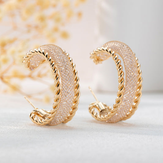 Earrings for Women Gold Half-Moon Crystal Earrings