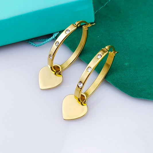 Earrings for Women Heart-Charm Hoop Earrings Silver Women's Jewelry