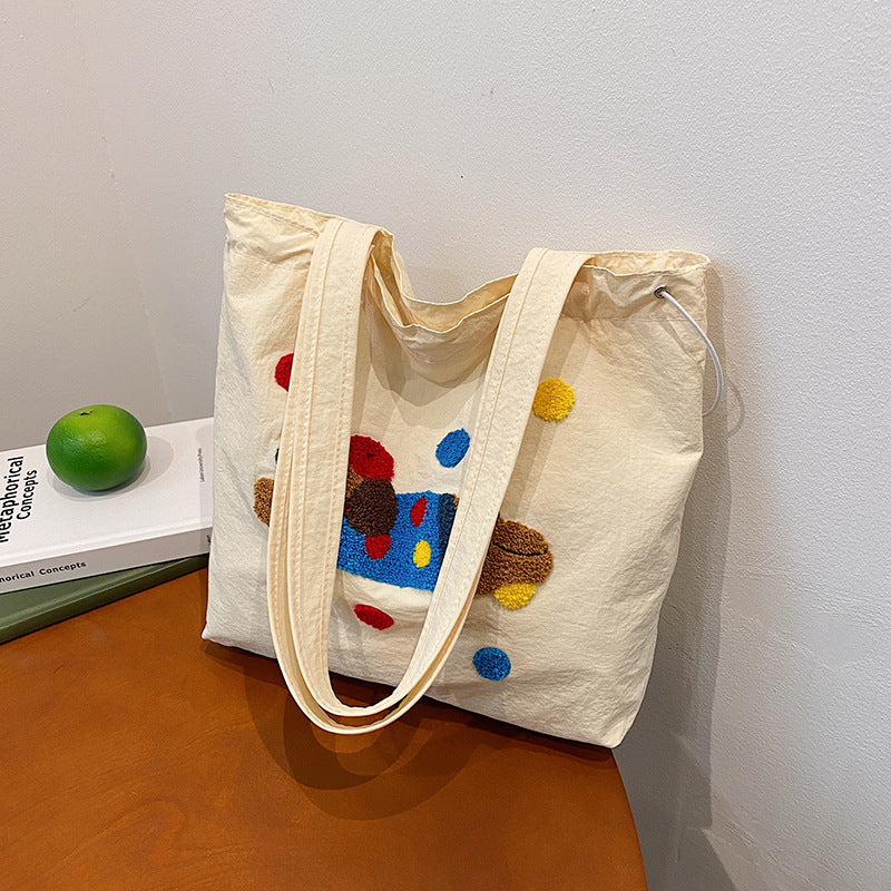 Sausage dog canvas bag, women's large capacity lazy style tote bag, student versatile commuting hand-held shopping bag