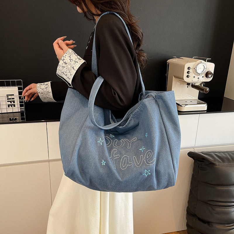 Commuting Western style Shoulder Bag for Women, Summer New Style, Large Capacity Student Tote, Niche Shoulder Bag for Women, Class Handbag