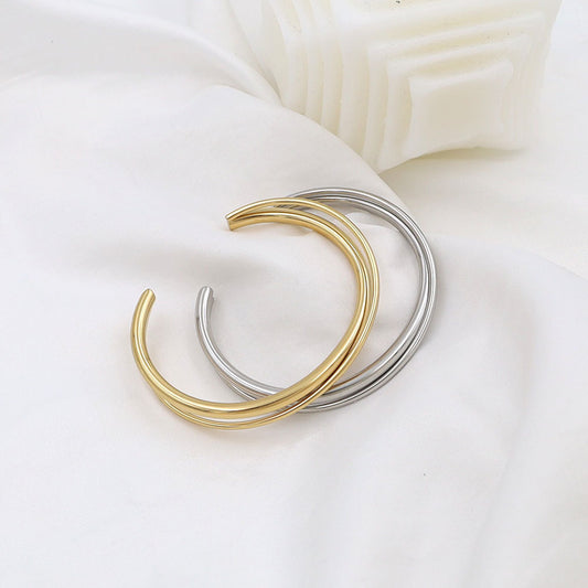Gold Bracelet for Women Plain Opening Bracelets Silver Women's Jewelry