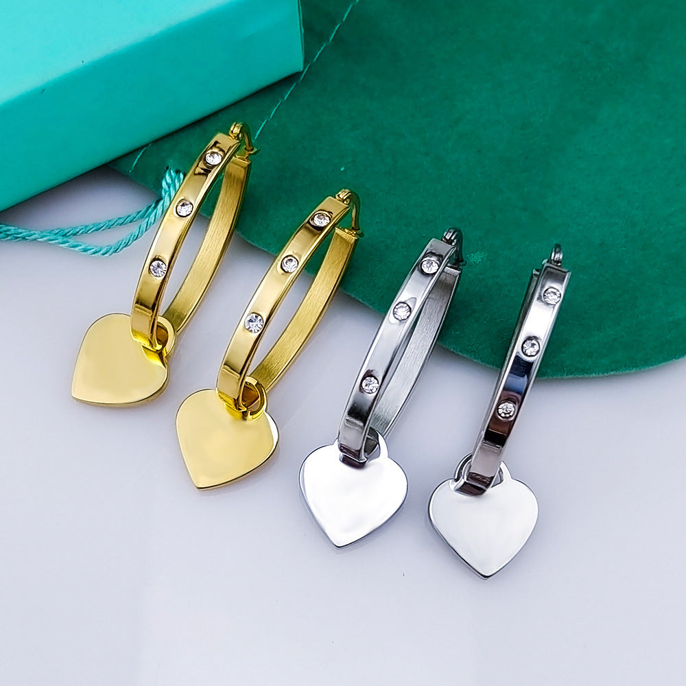 Earrings for Women Heart-Charm Hoop Earrings Silver Women's Jewelry