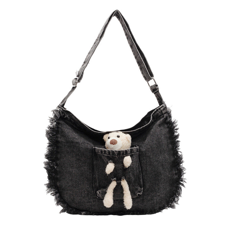 Large capacity shoulder bag, casual cartoon tote bag, 2025 new commuter crossbody bag, women's bag