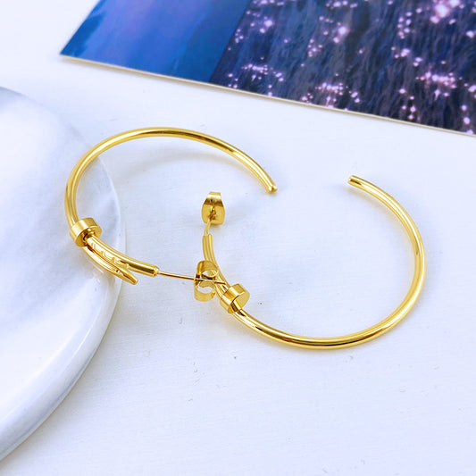 Gold Earrings for Women Diamond Silver Nail Stud Earrings