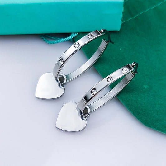 Earrings for Women Heart-Charm Hoop Earrings Silver Women's Jewelry