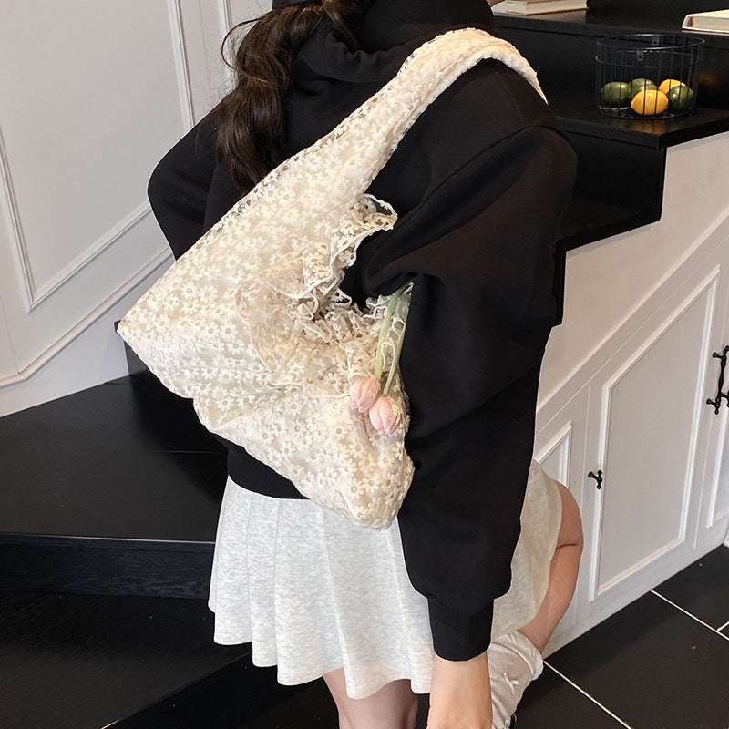 Lazy Style Big Bag for Women 2025 New Trendy Fashion Hollow Shoulder Bag Large Capacity Commuter Tote Bag