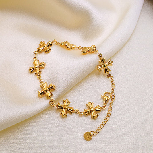 Gold Bracelet for Women Retro Cross Collarbone Bracelet