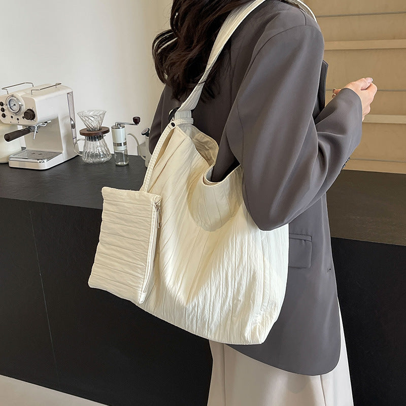 2025 New Bag Wrinkled Underarm Bag Tote Bag Canvas Bag Large Capacity Single Shoulder Women's Bag Cross Shoulder Handbag