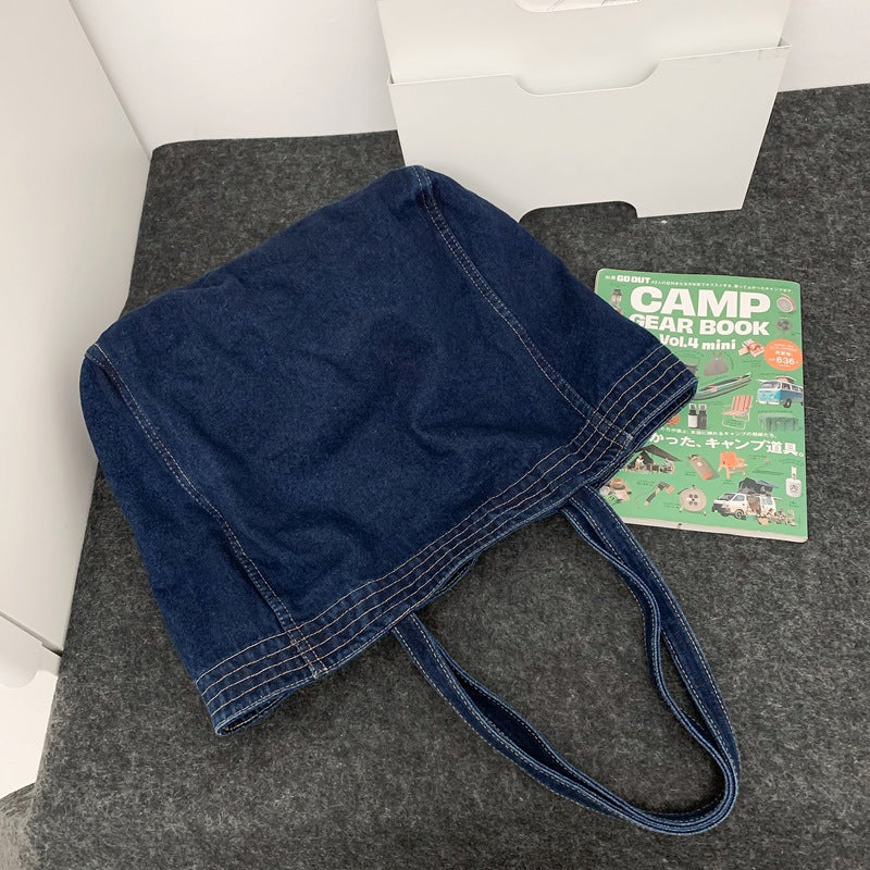 Lazy Chic Large Capacity Denim Bag for Women 2025 New Fashionable Student School Bag Casual Boho Commute Crossbody Bag