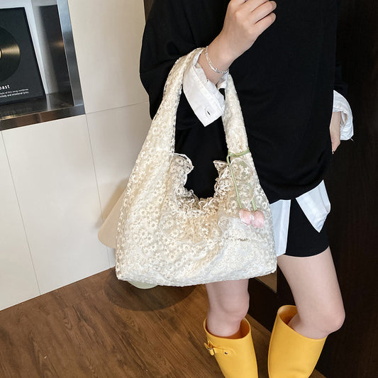Lazy Style Big Bag for Women 2025 New Trendy Fashion Hollow Shoulder Bag Large Capacity Commuter Tote Bag