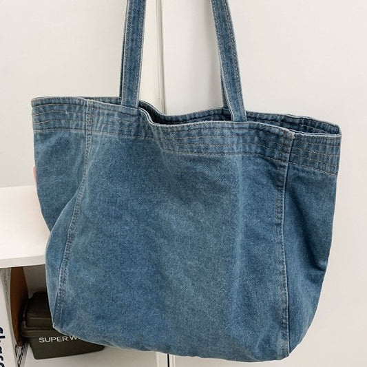Lazy Chic Large Capacity Denim Bag for Women 2025 New Fashionable Student School Bag Casual Boho Commute Crossbody Bag
