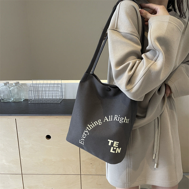 2025 new letter printed canvas bag, women's minimalist artistic underarm bag, new large capacity versatile shoulder bag