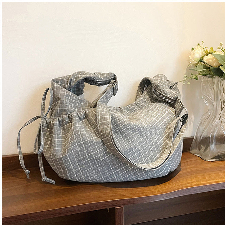 Autumn and winter new plaid women's shoulder bag versatile commuting armpit bag cross-border women's diagonal cross bag women's bag