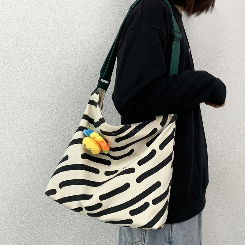 Crossbody Canvas Bag for Women, Single Shoulder Handheld, Large Capacity Student Classroom Zipper, 2025 New Canvas Bag