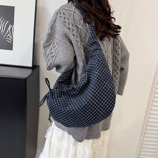 Autumn and winter new plaid women's shoulder bag versatile commuting armpit bag cross-border women's diagonal cross bag women's bag
