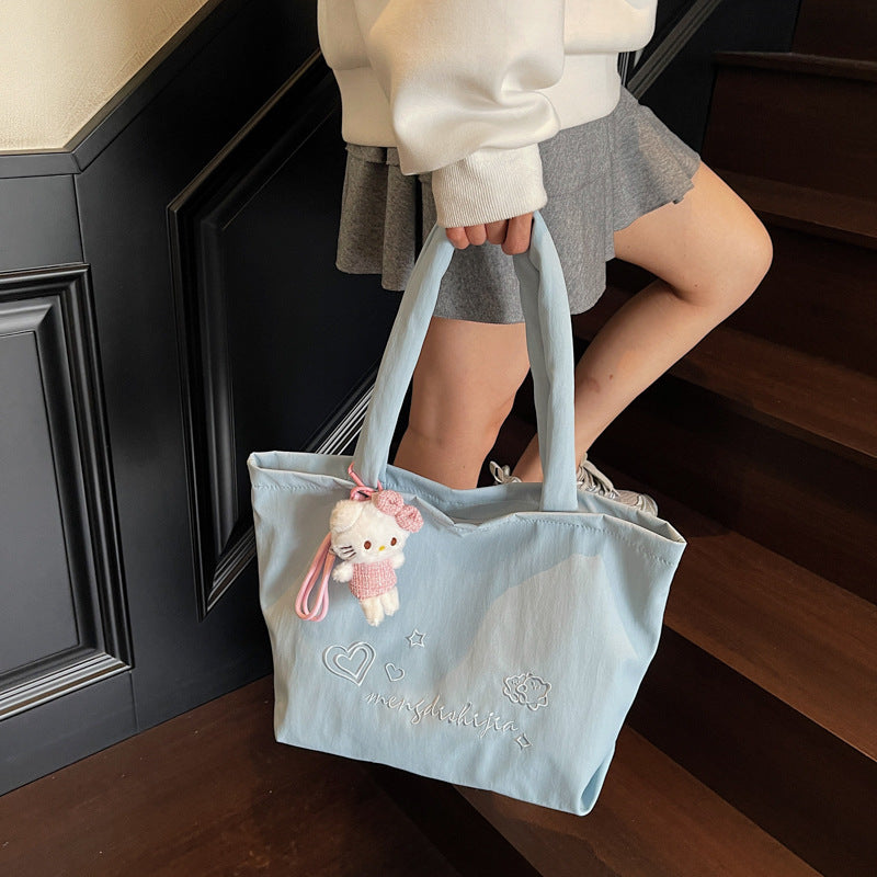 Large capacity bag for women's autumn and winter versatile 2025 new simple canvas shoulder shopping bag, student class tote bag