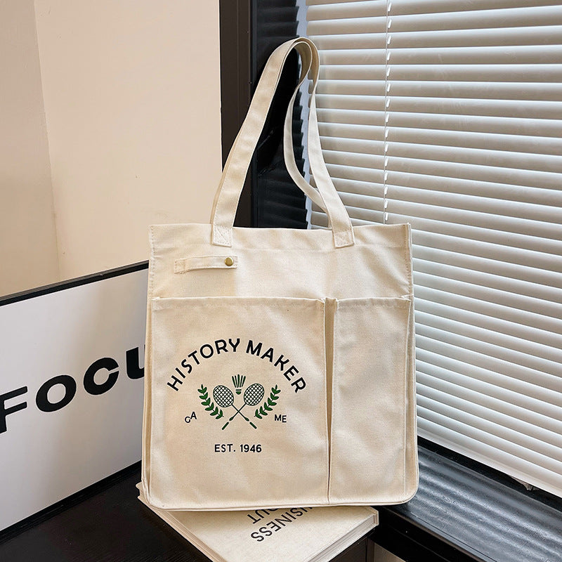 2025 new canvas bag design sense niche new large capacity single shoulder tote bag lazy carrying fashion versatile