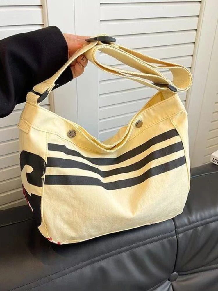 Striped Canvas Bag Women 2025 New Commuter Oxford Fabric Sports Dumpling Bag Casual Versatile Single-shoulder Crossbody Bag