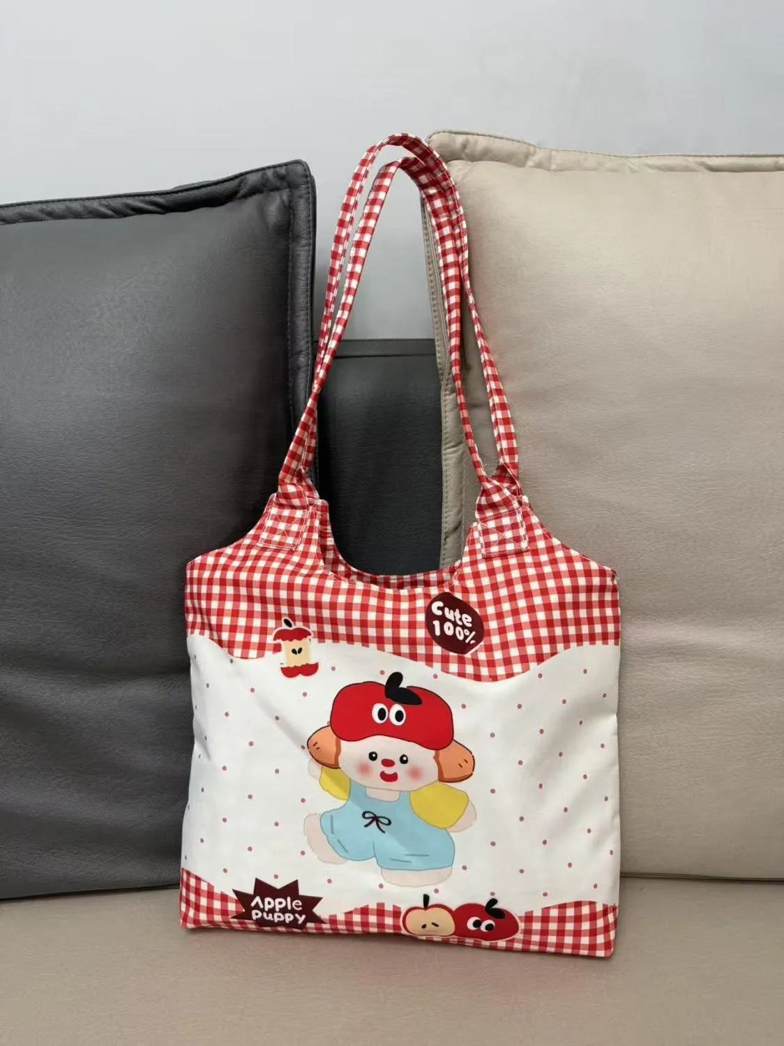 Cartoon Printed Cute Canvas Bag Fresh and Simple Japanese Style Versatile Shoulder Bag Cross-border Casual Commuting Student Bag