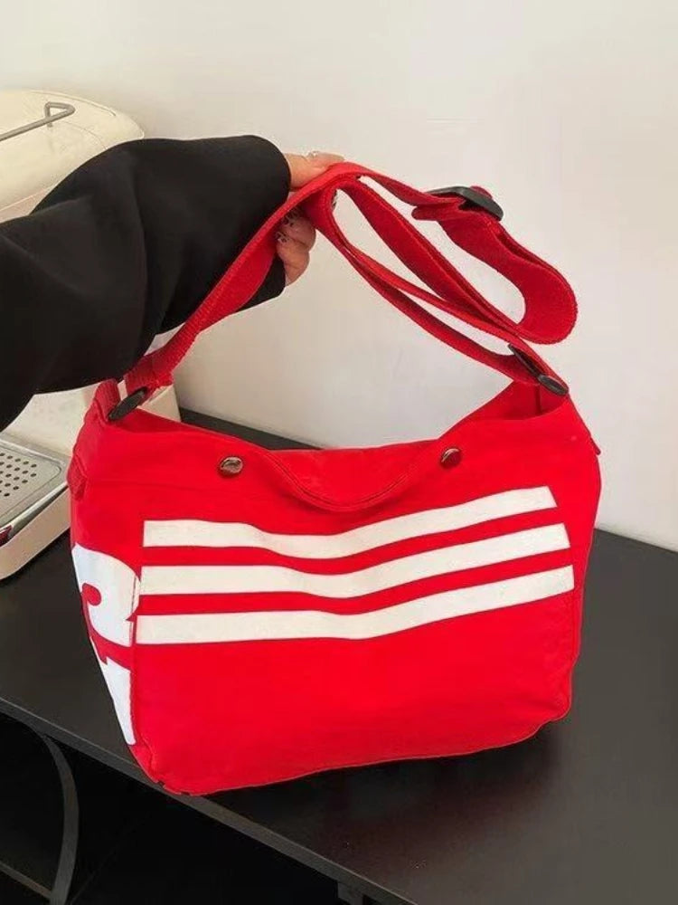 Striped Canvas Bag Women 2025 New Commuter Oxford Fabric Sports Dumpling Bag Casual Versatile Single-shoulder Crossbody Bag