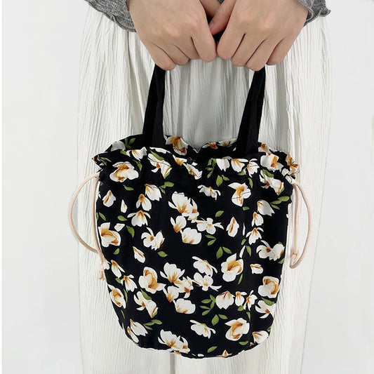 Floral Print Canvas Reusable Grocery Tote Bag Fenale Shoulder Handbag Crafts Shopping Bags Gifts for Women Birthday Christmas