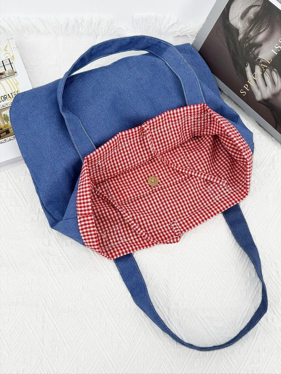 Striped Print Double Side Canvas Tote Bags Reusable Grocery Women Shoulder Crafts Shopping Handbag Gifts for Women Birthday