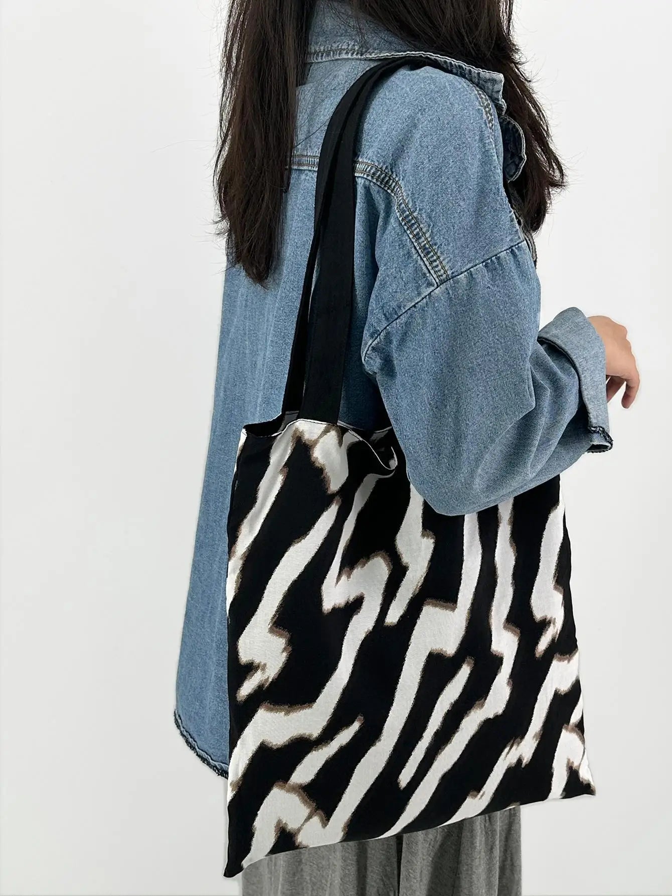 Floral Zebra Print Canvas Tote Bags Reusable Grocery Women Shoulder Crafts Shopping Gifts Handbag for Women Girls Birthday