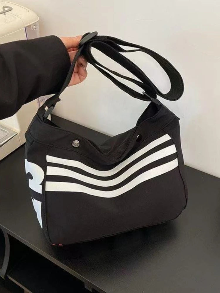 Striped Canvas Bag Women 2025 New Commuter Oxford Fabric Sports Dumpling Bag Casual Versatile Single-shoulder Crossbody Bag
