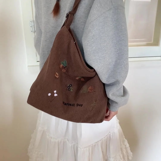 New Niche Single-shoulder Crossbody Canvas Bag for Women with Large Capacity A Simple Tote Bag for Artistic Commuting 2025