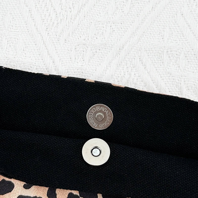 Leopard Print Canvas Reusable Grocery Tote Bags Women Shoulder Handbag Crafts Shopping Bags Gifts for Women Birthday Christmas