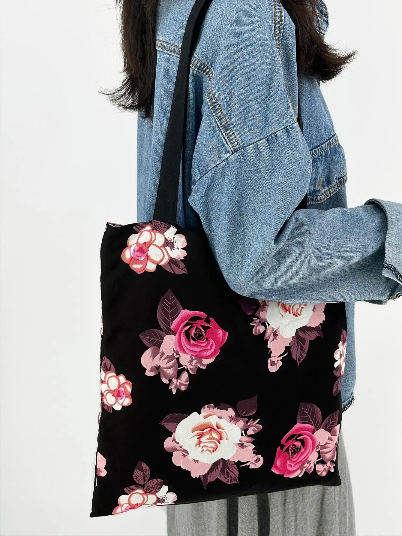 Floral Zebra Print Canvas Tote Bags Reusable Grocery Women Shoulder Crafts Shopping Gifts Handbag for Women Girls Birthday