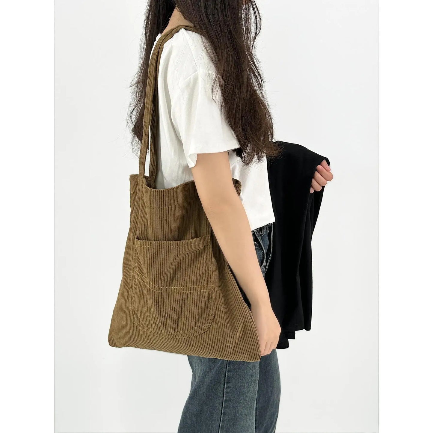 Solid Canvas Reusable Grocery Tote Bags Women Shoulder Handbag Crafts Shopping Bags Gifts for Women Birthday Christmas