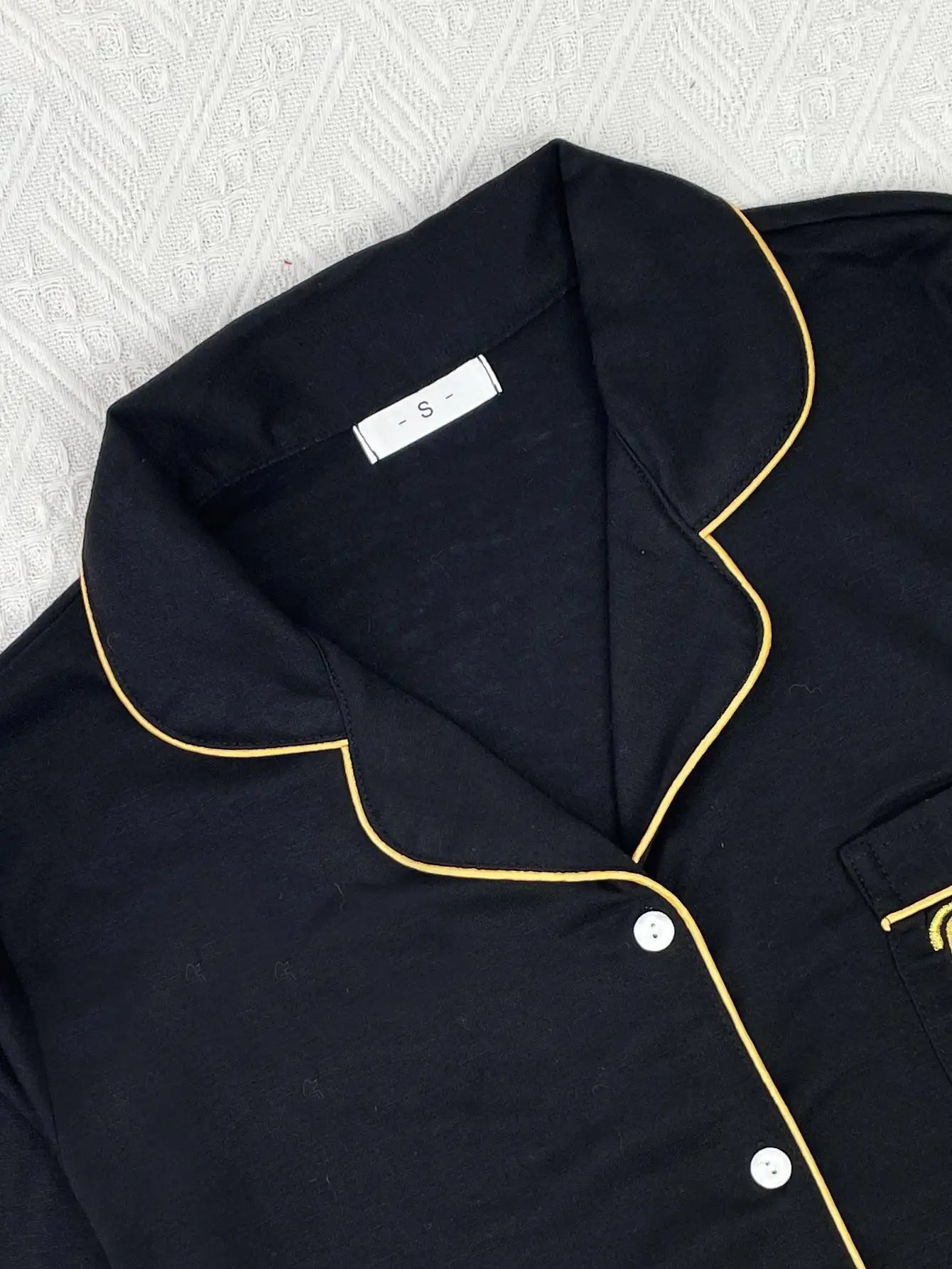 Solid Color Women Pajamas Set Long Sleeve Front Button Tops & Full-Length Pants Female 2 Pcs Notched Collor Sleepwear Nightwear