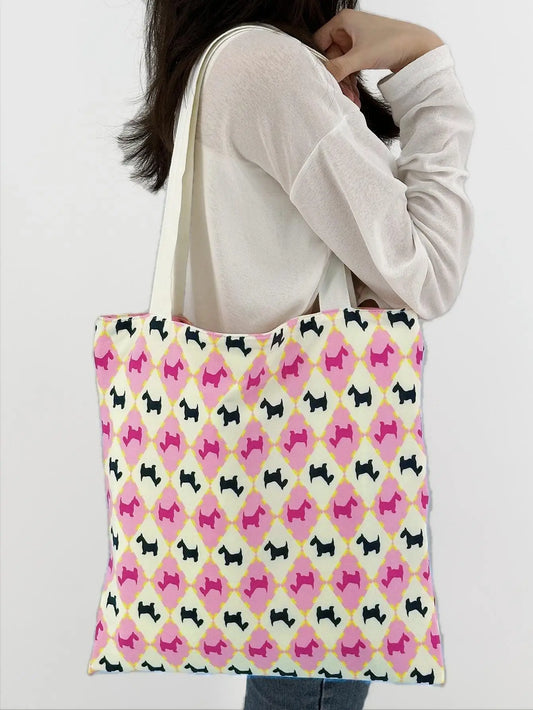 Horse Print Canvas Reusable Grocery Tote Bags Women Shoulder Handbag Crafts Shopping Bags Gifts for Women Birthday Christmas